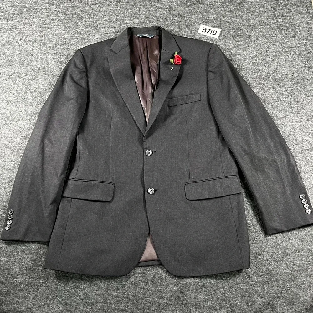 Pronto Uomo Platinum Blazer Jacket Men 42L Charcoal Gray Wool Vented Back Formal